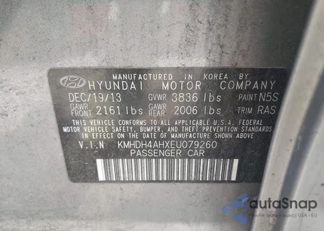 2014 Hyundai Elantra Sport from USA, damaged, VIN KMHDH4AHXEU079260